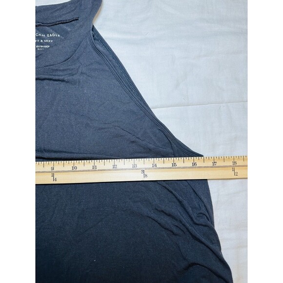 American‎ Eagle AE Soft & Sexy Halter Neck Tank Top XS Gray Black Asymmetric Hem - Picture 10 of 10